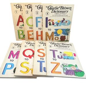 Vintage 1973 The Charlie Brown Dictionary Charles M Schulz Complete 8 Volume Set